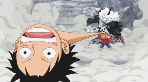 A Cartoon Of A Man With A Long Nose And A Skeleton In The Background GIF