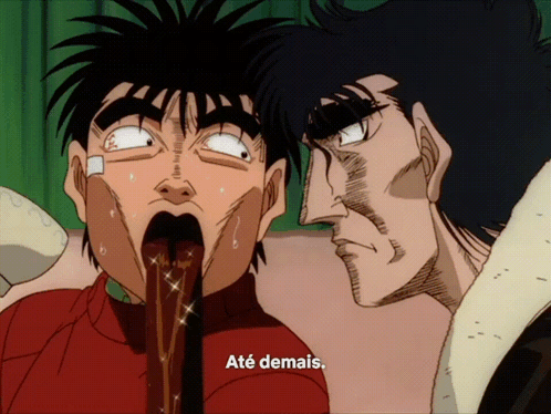A Cartoon Of A Man With A Long Tongue And The Words " Até Demais " On The Bottom GIF