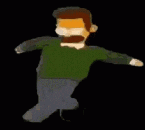 A Cartoon Of A Man With A Mustache And Glasses Is Dancing In The Dark . GIF