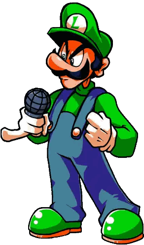 A Cartoon Of A Man With A Mustache And Overalls Holding A Microphone . Sticker