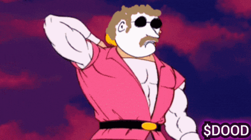A Cartoon Of A Man With A Mustache And Sunglasses Says $ Dood GIF