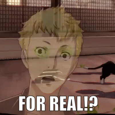 A Cartoon Of A Man With A Mustache And The Words " For Real " Below Him GIF