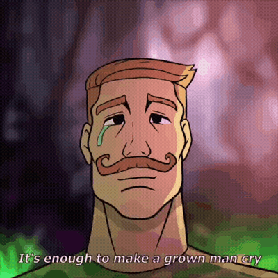 A Cartoon Of A Man With A Mustache Crying With The Words It 'S Enough To Make A Grown Man Cry GIF