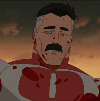A Cartoon Of A Man With A Mustache In A Bloody Suit GIF