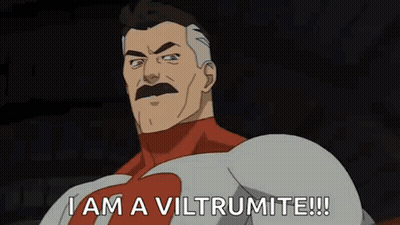 A Cartoon Of A Man With A Mustache Saying `` I Am A Viltrumite '' . GIF