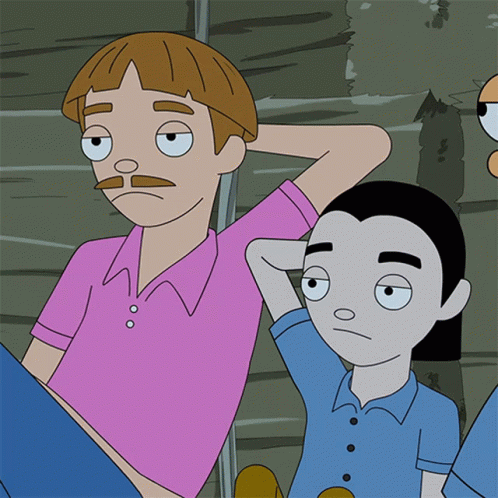 A Cartoon Of A Man With A Mustache Sitting Next To A Boy GIF