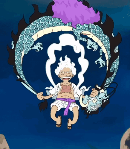 A Cartoon Of A Man With A Purple Belt And A Dragon GIF