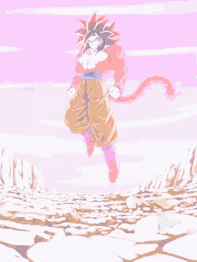 A Cartoon Of A Man With A Red Tail Standing On A Rocky Hillside GIF