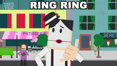 A Cartoon Of A Man With A Ring Ring Sign Above Him GIF