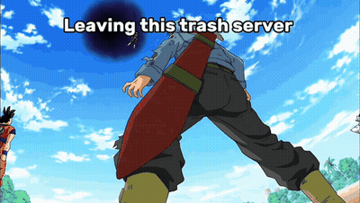 A Cartoon Of A Man With A Skateboard And The Words Leaving This Trash Server GIF