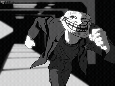 A Cartoon Of A Man With A Troll Mask On His Face GIF