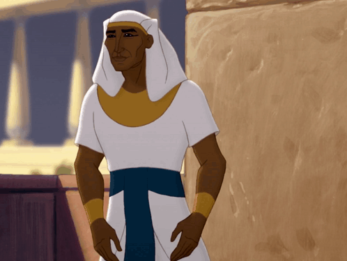 A Cartoon Of A Man With A White Shirt And A Blue Sash Around His Waist GIF