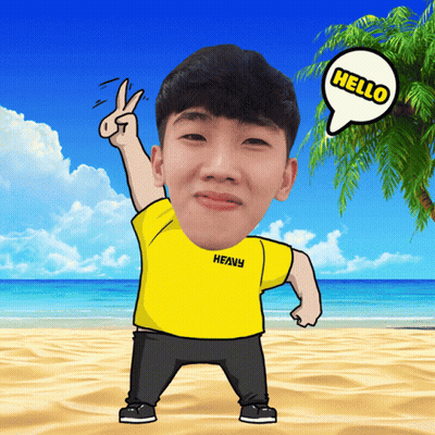 A Cartoon Of A Man With A Yellow Shirt That Says Heavy On It GIF