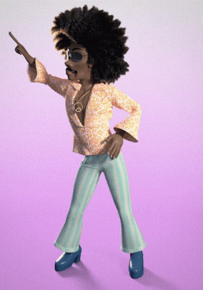 A Cartoon Of A Man With An Afro Pointing Up GIF