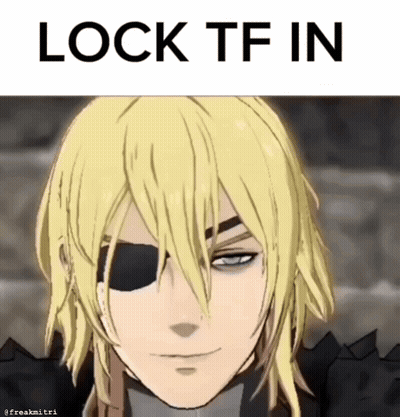 A Cartoon Of A Man With An Eye Patch And The Words Lock Tf In Above Him GIF