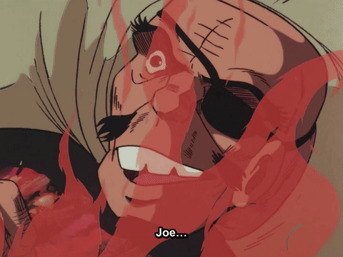A Cartoon Of A Man With Blood Coming Out Of His Mouth And The Words Joe Visible GIF