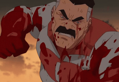 A Cartoon Of A Man With Blood Coming Out Of His Mouth GIF
