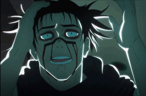A Cartoon Of A Man With Blood On His Face Holding His Head GIF