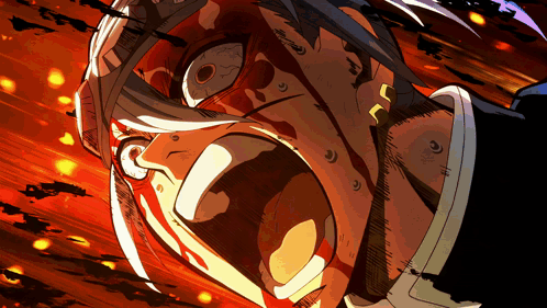 A Cartoon Of A Man With Blood On His Face Screaming GIF