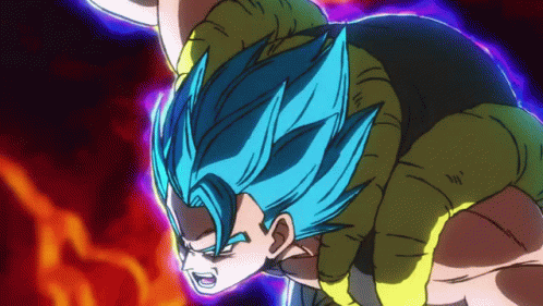 A Cartoon Of A Man With Blue Hair And A Yellow Shirt . GIF