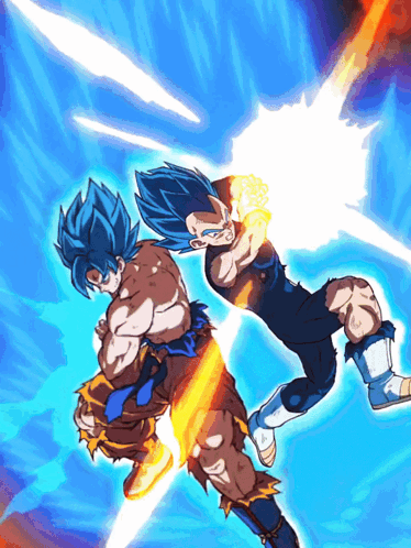 A Cartoon Of A Man With Blue Hair Fighting Another Man With Orange Hair GIF
