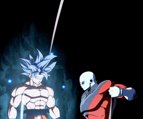 A Cartoon Of A Man With Blue Hair Fighting Another Man With Red Hair GIF
