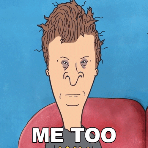A Cartoon Of A Man With Braces And The Words Me Too GIF