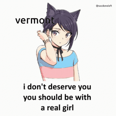 A Cartoon Of A Man With Curly Hair And A Laurel Wreath On His Head Says Vermont Who Are You GIF