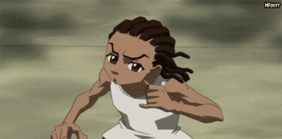 A Cartoon Of A Man With Dreadlocks And A White Shirt With The Word Hfostt On The Bottom Left GIF