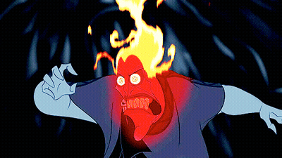 A Cartoon Of A Man With Flames Coming Out Of His Hair GIF