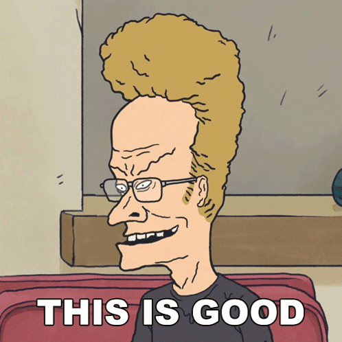A Cartoon Of A Man With Glasses And A Big Head Says This Is Good GIF