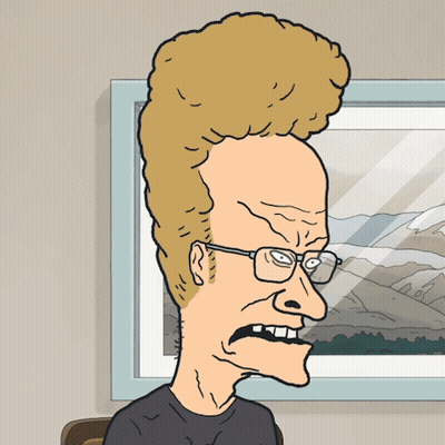 A Cartoon Of A Man With Glasses And A Big Mohawk Says " Huh " GIF
