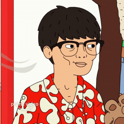 A Cartoon Of A Man With Glasses And A Shirt That Says Prime Video On It GIF