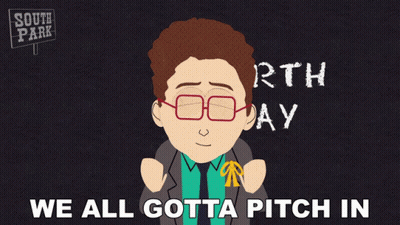 A Cartoon Of A Man With Glasses And A Sign That Says South Park GIF