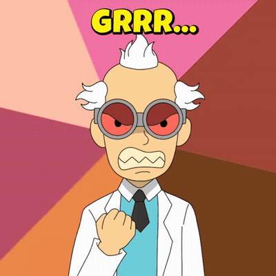 A Cartoon Of A Man With Glasses And The Word Grrr GIF