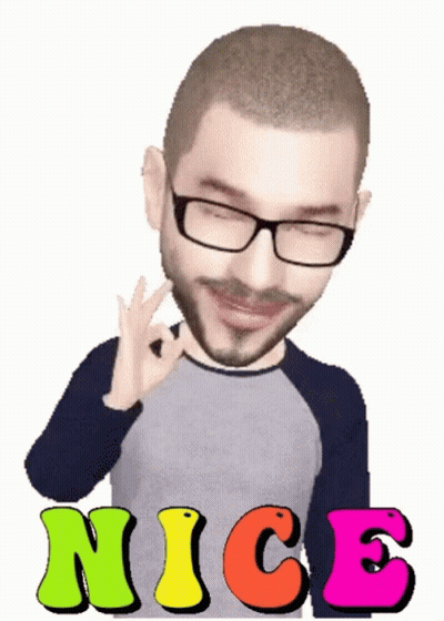 A Cartoon Of A Man With Glasses And The Word Nice Below Him GIF