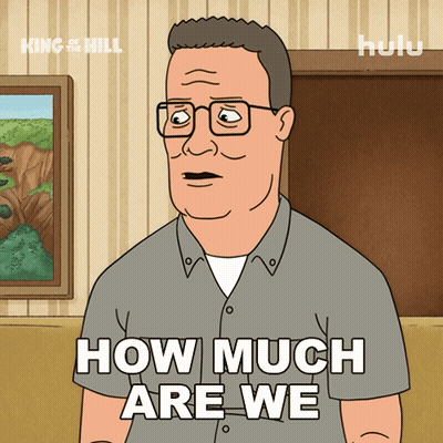 A Cartoon Of A Man With Glasses And The Words How Much Are We GIF