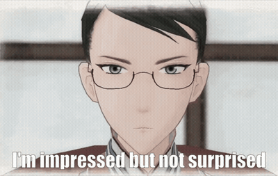 A Cartoon Of A Man With Glasses And The Words I 'M Impressed But Not Surprised GIF