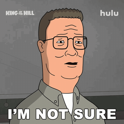 A Cartoon Of A Man With Glasses And The Words I 'M Not Sure GIF