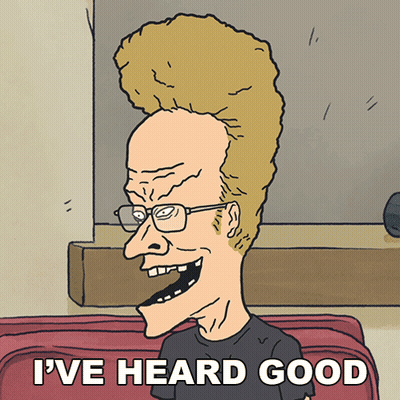 A Cartoon Of A Man With Glasses And The Words " I 'Ve Heard Good " Below Him GIF