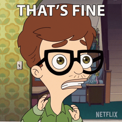 A Cartoon Of A Man With Glasses And The Words That 'S Fine Above Him GIF