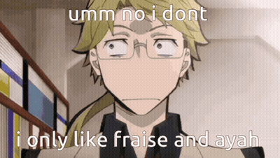 A Cartoon Of A Man With Glasses And The Words Umm No I Dont I Only Like Fraise And Ayah . GIF