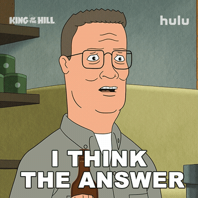 A Cartoon Of A Man With Glasses Says I Think The Answer GIF