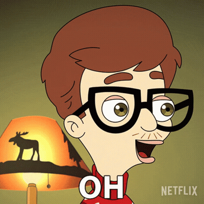 A Cartoon Of A Man With Glasses Says Oh In Front Of A Lamp With A Moose On It GIF
