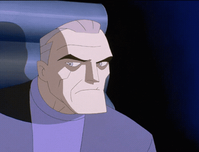 A Cartoon Of A Man With Gray Hair And A Purple Shirt GIF