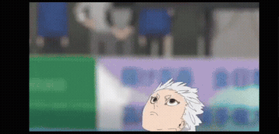 A Cartoon Of A Man With Gray Hair Looking Up At Something . GIF