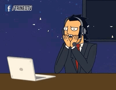 A Cartoon Of A Man With Headphones And A Microphone Sitting In Front Of A Laptop Computer . GIF