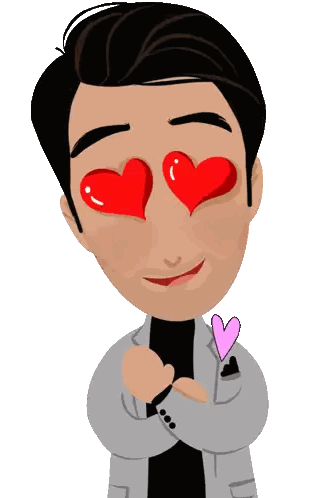 A Cartoon Of A Man With Hearts In His Eyes And A Pink Heart In His Pocket Sticker