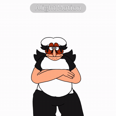 A Cartoon Of A Man With His Arms Crossed And The Words " Alight Motion " Above Him GIF