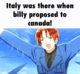 A Cartoon Of A Man With His Arms Outstretched And The Words Italy Was There When Billy Proposed To Canada GIF